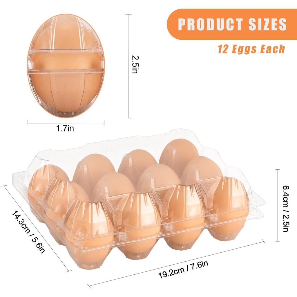 100 Pack of 12-Count Clear Plastic Egg Cartons 3×4 Grid Reusable Stackable Egg Containers for Farm Market Kitchen Storage Egg Holder for Fridge