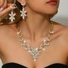 Flexible diamond studded versatile necklace and earring set suitable for photography, dating, and dinner pairing