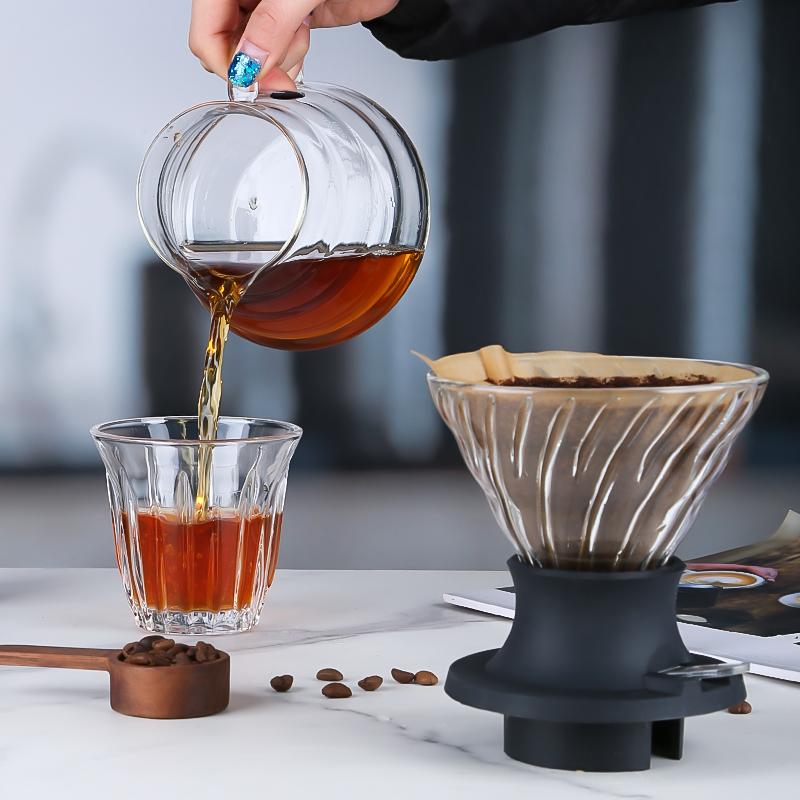 Brand New And High Quality Adjustable Coffee Dripper Coffee Filter Glass With Funnel Coffee Filter Tray