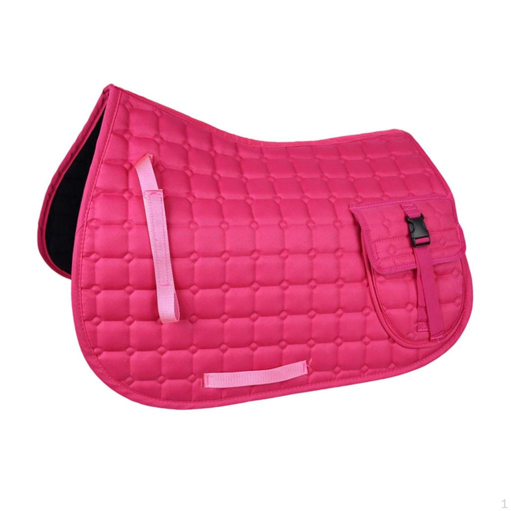 Horse Saddle Cushion with Pocket, Shock-Absorbing Mat, Breathable And , Suitable for Horses