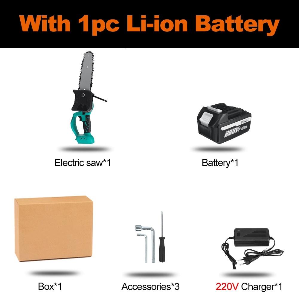 288VF 8 Inches Rechargeable Brushless Electric Saw Chainsaw Wood Cutter Garden Woodworking Power Tools For 18V Battery