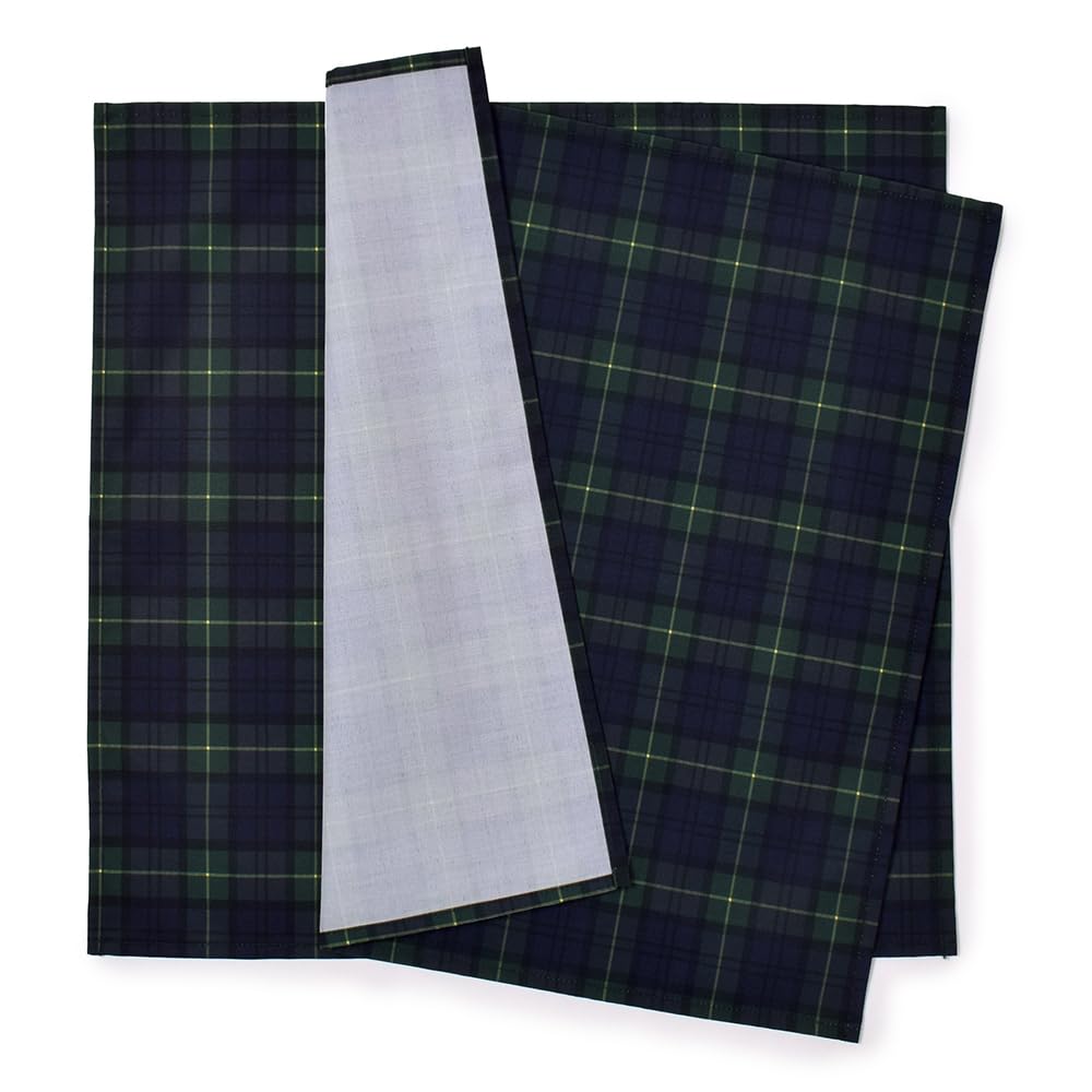 COLORFUL CANDY STYLE Lunch Lunch Napkins X Set of Tartan Check and Dark NL300900 Cloths/School (45cm 45cm), Water-Repellent, No-Iron, 2, Green,