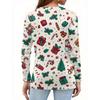 Women's Fashion Casual H Printed V-Neck Long Sleeve Decorative Button T-Shirt Tops