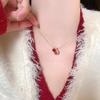 Pomegranate Ripe Festive Red Necklace Women'S Stacked Collarbone Chain High-End Light Luxury Niche Accessories Sweater Chain