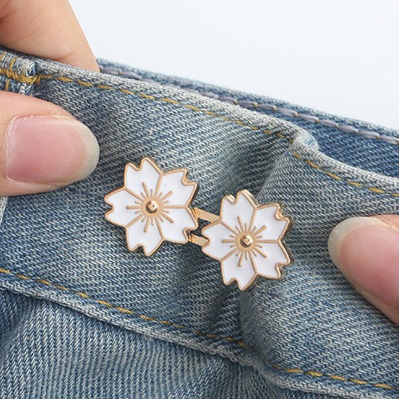 Kirschblüten-Knopfversteller für Hosen und Röcke Sakura Taillenverenger Einstellbare Taillenschnalle für Jeans Kein Nähen erforderlich