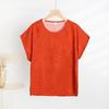 Elegant Cotton Jacquard Slimming Short-Sleeve T-Shirt for Women