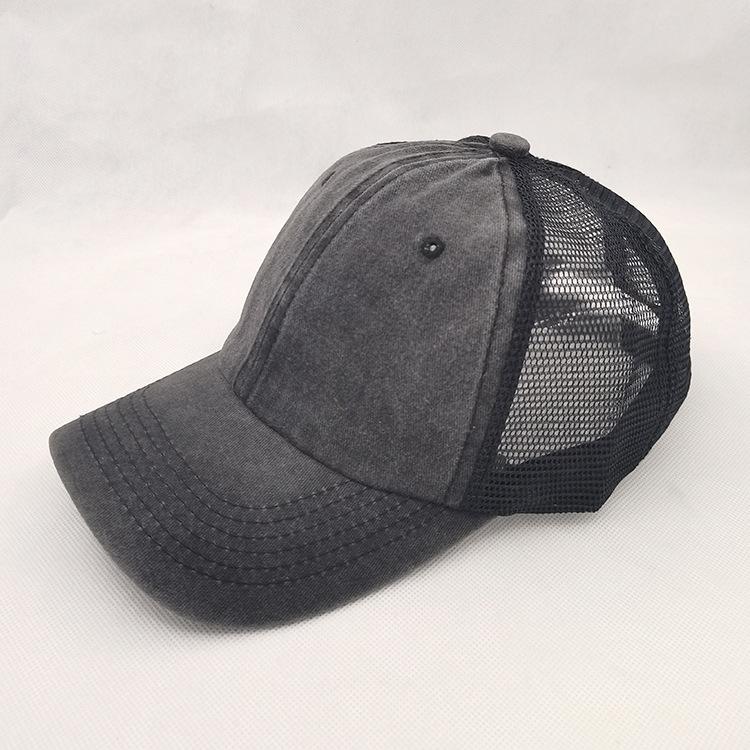 Custom Summer Solid Color Washed Cotton Mesh Hat Baseball Cap Men'S Outdoor Sun Protection Sunshade Fashion All-Match Woman Hats