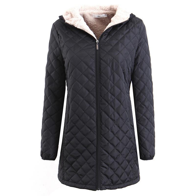 

Winter Hot Selling Light and Thin Hooded Long-sleeved Cotton Coat Waist Waist Slim Mid-length Cotton Coat Jacket Women S чёрный