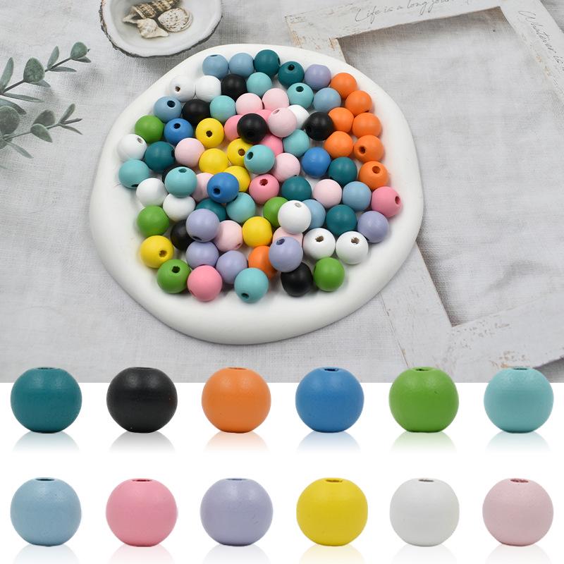 Hewood 16MM Matte Candy Color Round Wood Beads for DIY Jewelry Accessories