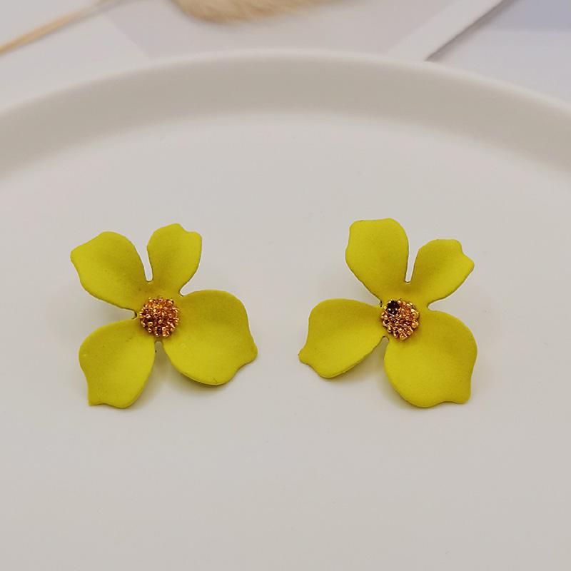High Quality Gold Plated Custom Blanc Jardin Earring Jewelry Fashion Big Petal Flower Stud Earrings for Women