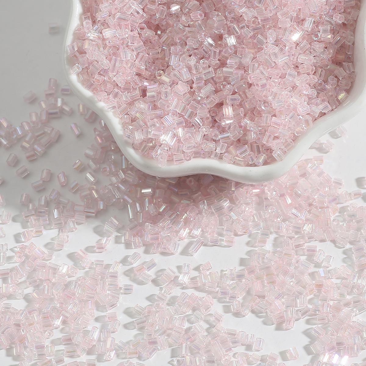 

2 мм скляні намистини у вигляді кольорової H-трубки - кольорові рисові намистини ручної роботи для аксесуарів своїми руками 2mm 15g/pack about 700 pieces світло-рожевий колір