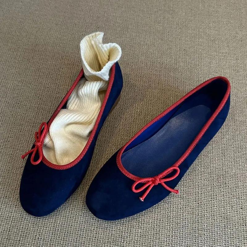 2025 Damenschuhe Süße Runde Zehenpartie Schleife Komfort Weiche Sohle Alltag Ballerinas für Büroangestellte