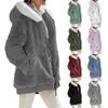 Giacca con Cappuccio in Peluche Larga con Tasche Zip da Donna Casual Monocolore
