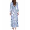 Women's Casual 3/4 Sleeve V-Neck Floral Print Maxi A-Line Beach Dress