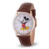 DISNEY Womens Mickey Mouse Analog-Quartz Watch Leather-Synthetic Strap Brown 18 (Model W002756)