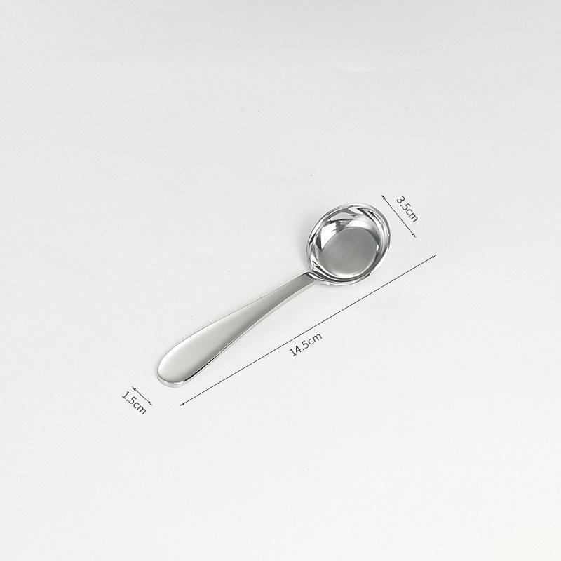 New 316 Stainless Steel Round Spoon Flat Bottom Thickened Dessert Spoon Cake Flat Head Stirring Spoon Kitchen Gadgets Tableware