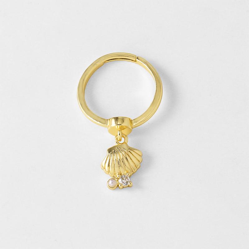 

Trendy White Seastar Statement Women Rings Copper Gold Plated Scallop Whale Open Ring Jewelry A4