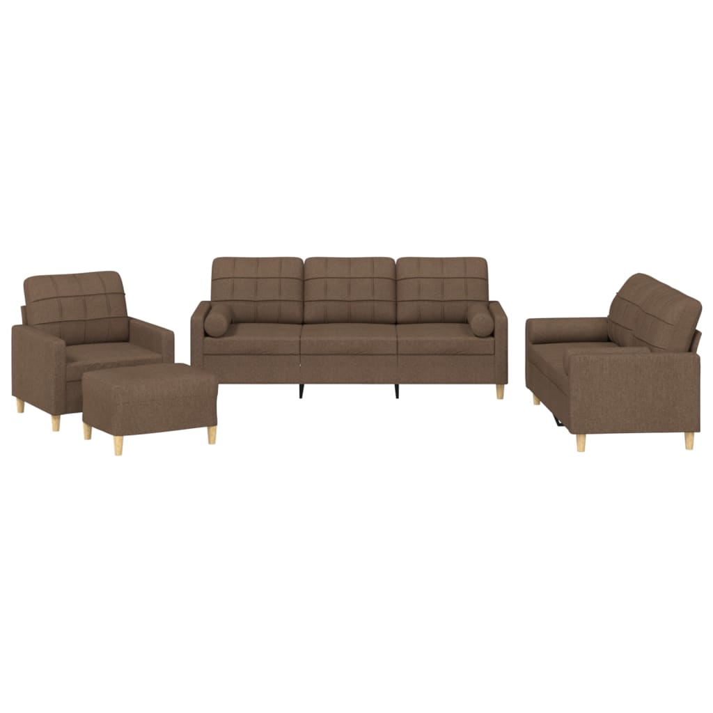Vidaxl 4-Cz. Relaxation Set With Cushions, Brown, Fabric