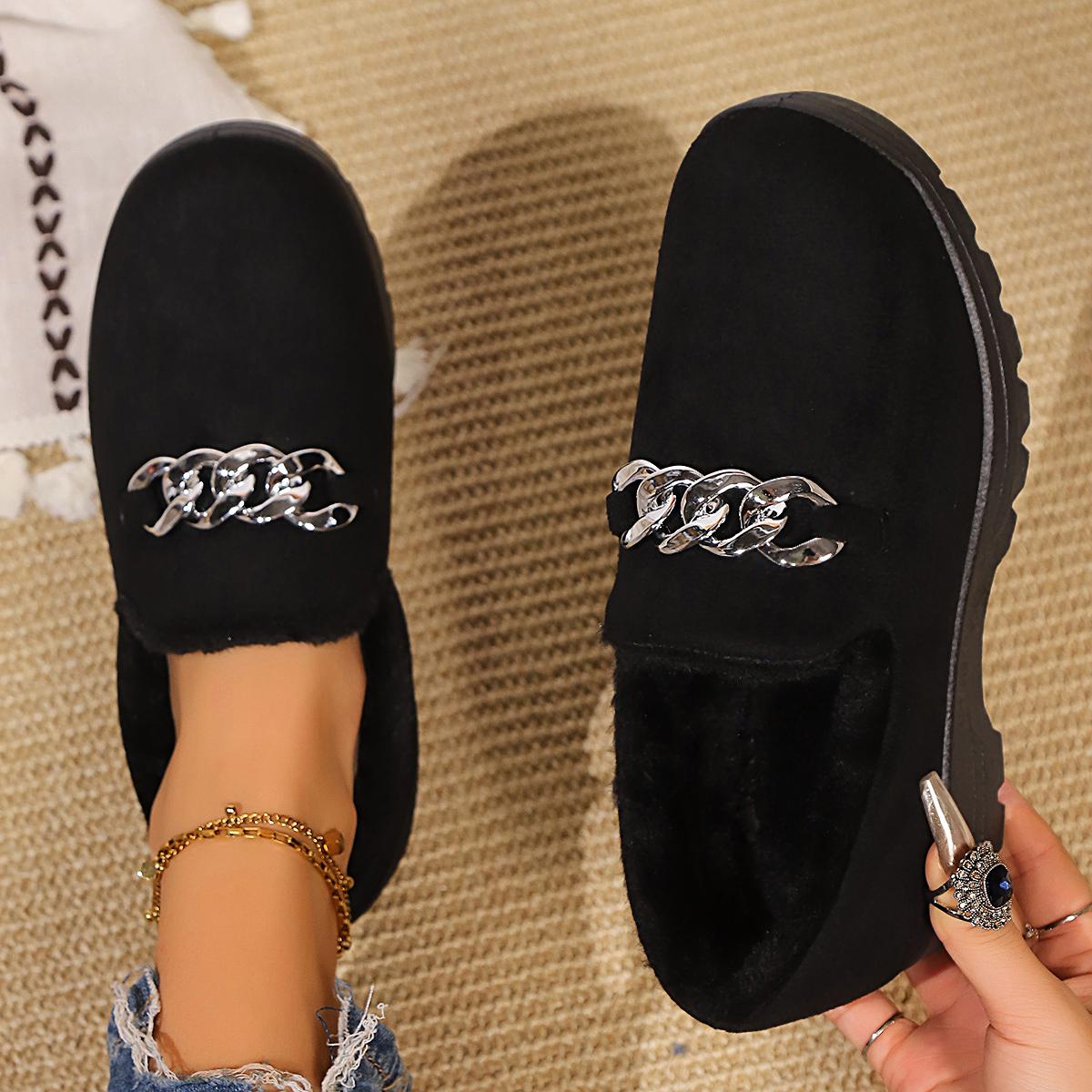 

Женские сапоги, модные толстые плюшевые сапоги на плоской подошве, женские зимние удобные теплые туфли на платформе, женские однотонные мокасины с мягкой подошвой 36 чёрный