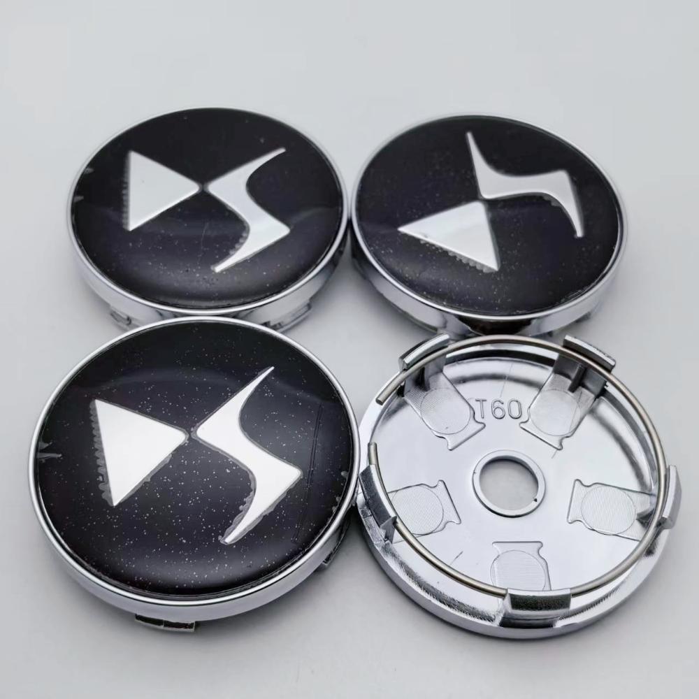 

4pcs ABS 60MM DS Car Wheel Center Caps for DS DS3 DS5 DS6 Deesse PSA Logo Emblem Replacement Rim Hub Cover Styling Accessories Black Silver DS
