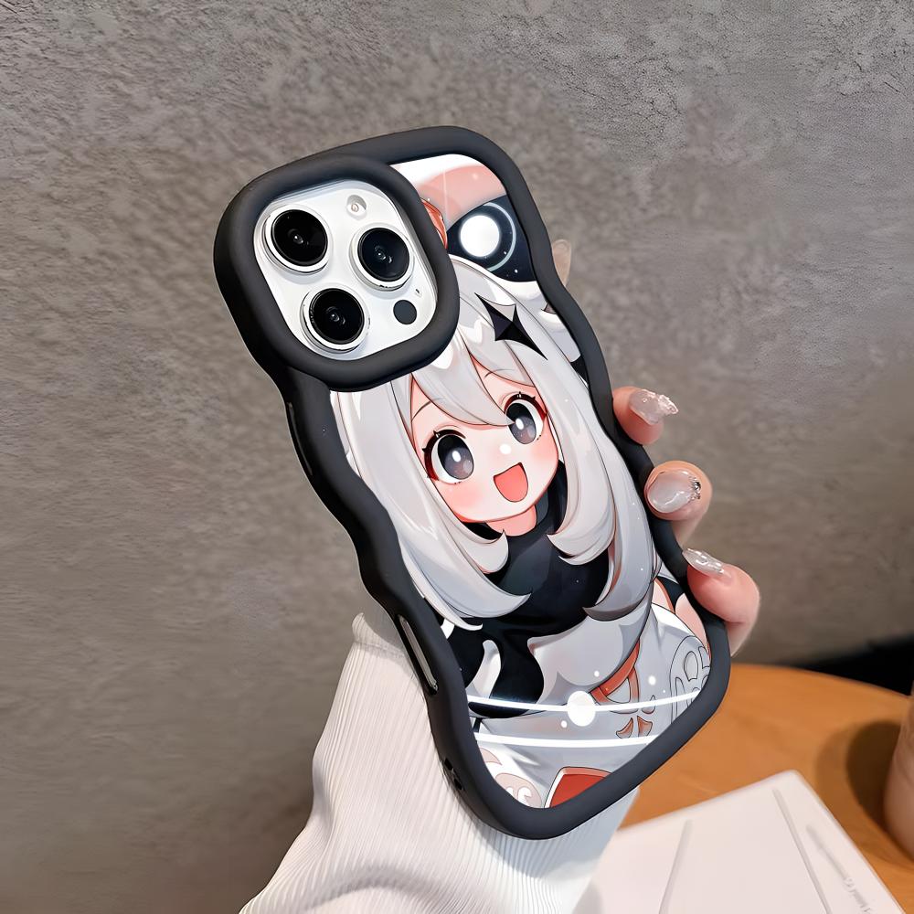 

Game GI Paimon Wavy Edge TPU Mobile Phone Case for iPhone 17 16 15 14 13 12 11 Air Pro Max Plus Colorful Cover iPhone 16 Pro