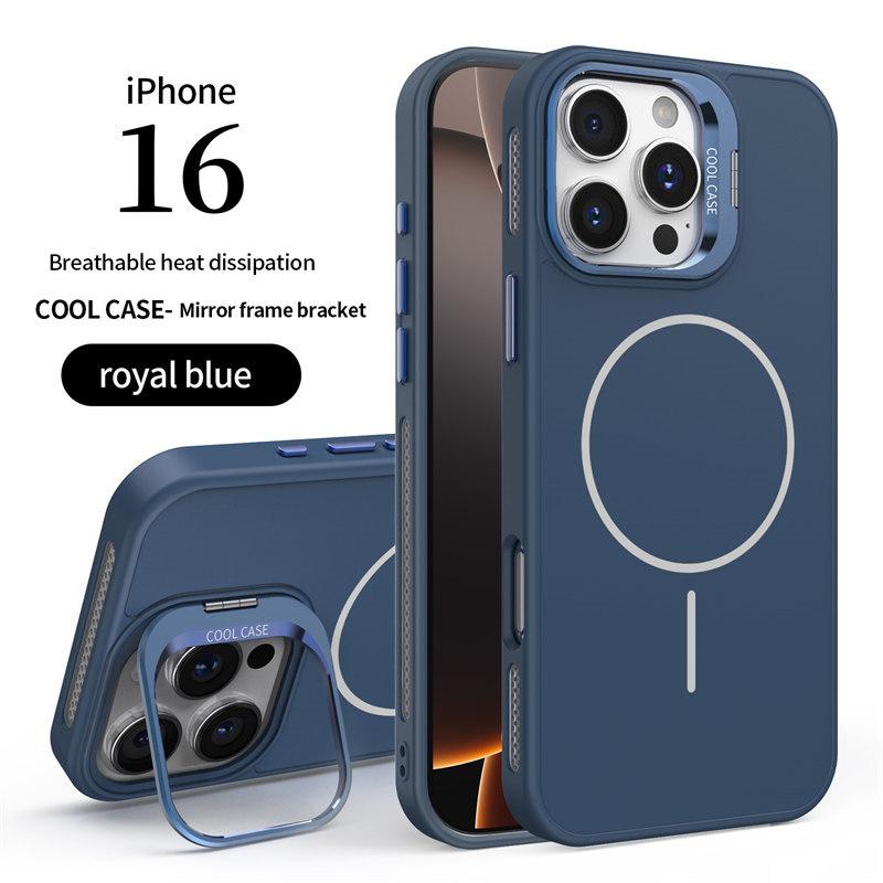 Luxury Liquid Lens Stand Cooling Magnetic Case for iPhone 16 Pro Max 16 Plus 15 14 13 12 Pro 11 All-inclusive Fall Protection Cover