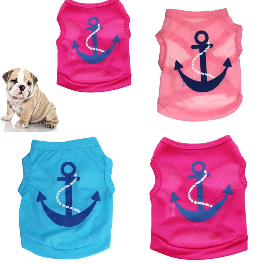 Striped Dog Anchor Vest Pets Cloth Summer Puppy Coat T Shirts Cat Casual Costume