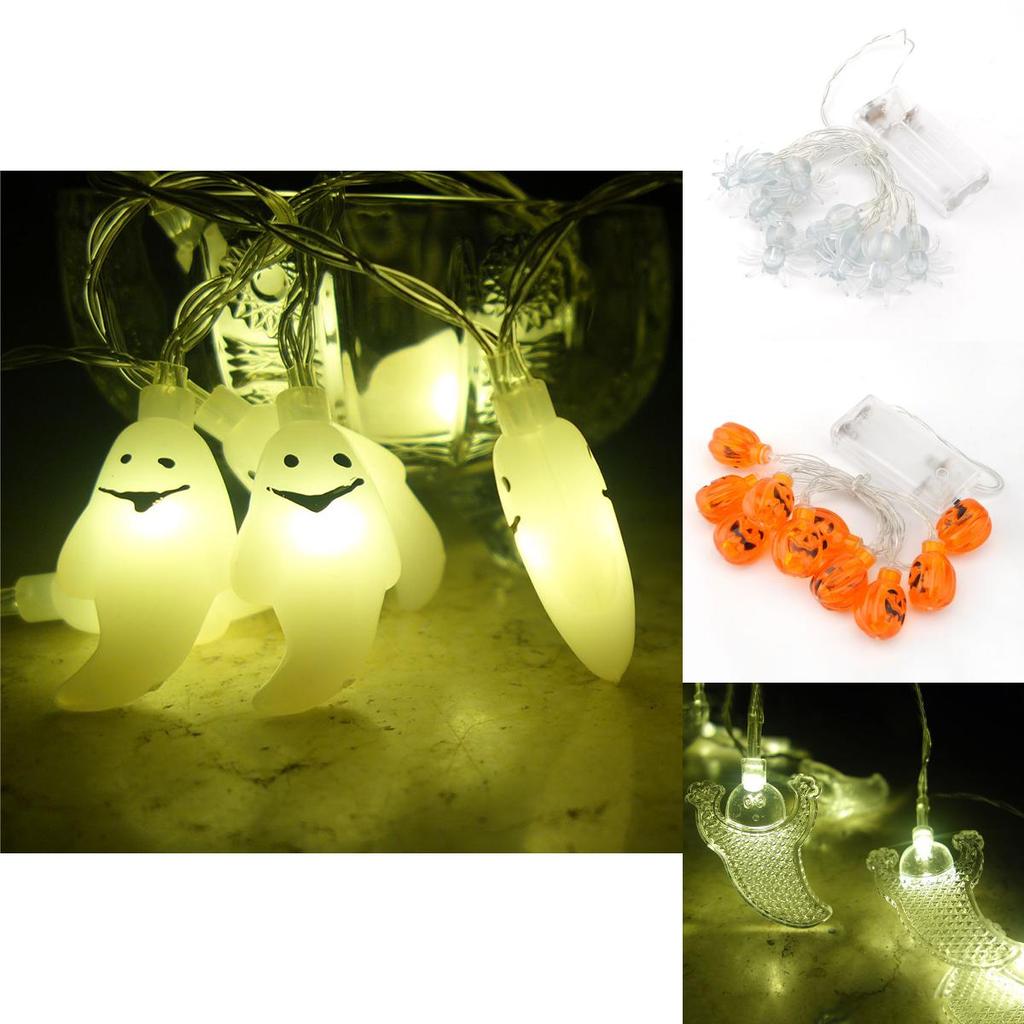 Led Halloween String Lights Pumpkins Spiders Skeleton Window Decor Fairy Lights
