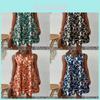 Bohemian Floral Print V Neck Sleeveless Dress With Pleats For Spring Fashion Women