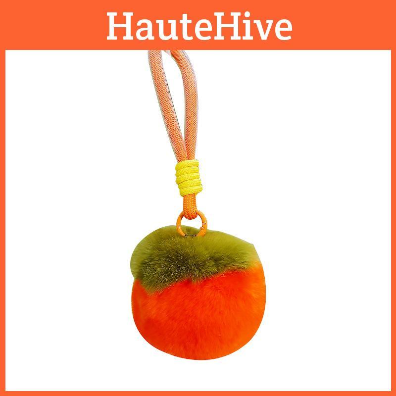Soft Polyester Toy Key Holder Featuring Adorable Persimmon Squirrel Car Rabbit