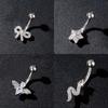  Zircon Belly Button Rings Stainless Steel Bow Heart Navel Piercing Ring For Women Sexy Belly Piercing Ring Body Jewelry