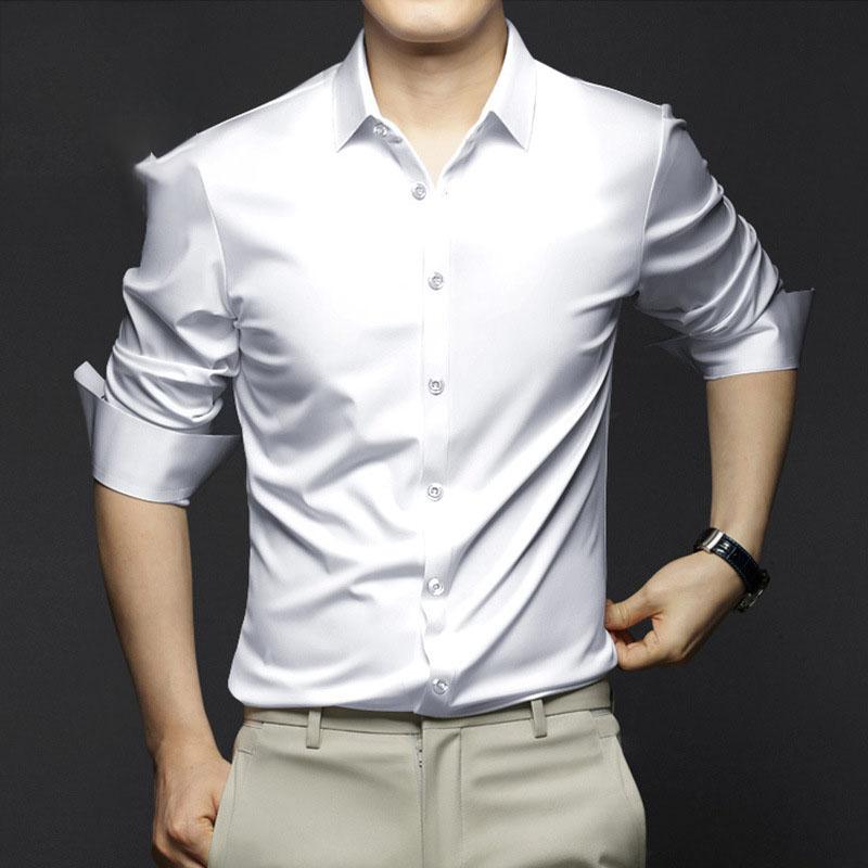 

Мужская рубашка с длинным рукавом, не мнется, деловой костюм, высококачественный профессиональный повседневный костюм, белая рубашка S