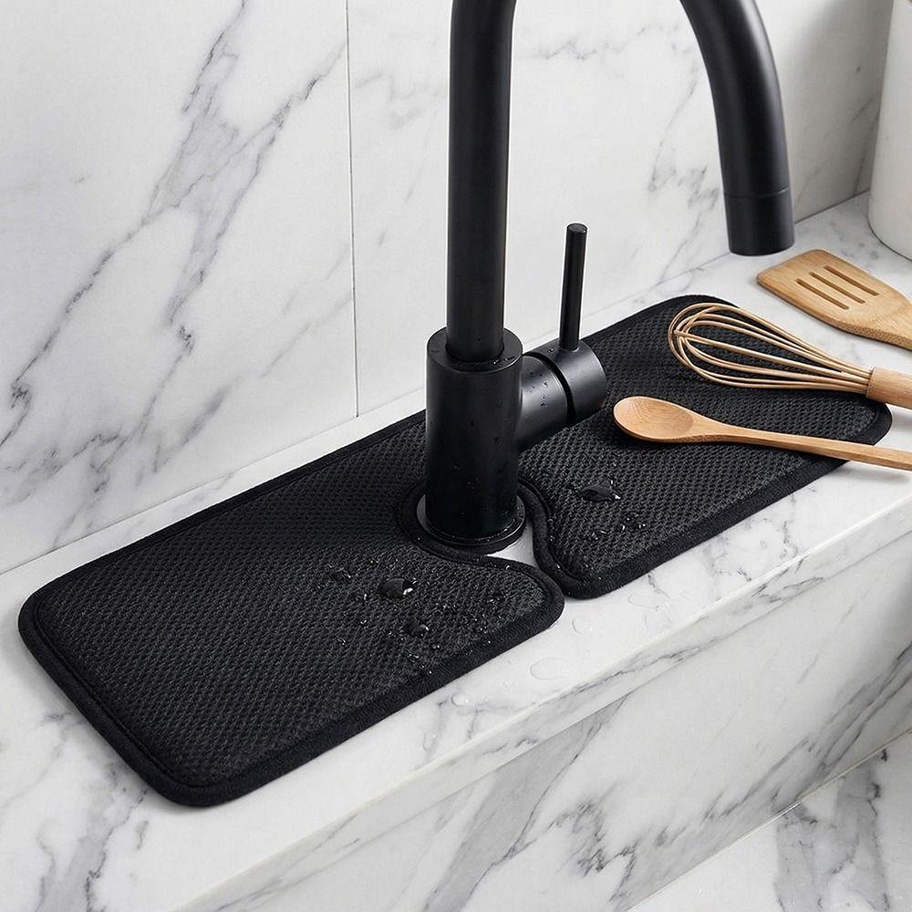 Microfiber Faucet Splash Catcher Contoured Shape Sink Splash Guard  Bathroom Use