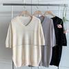 New ArriVals Open Run Women V Neck Short sleeVe Knitted Scallop Viscose