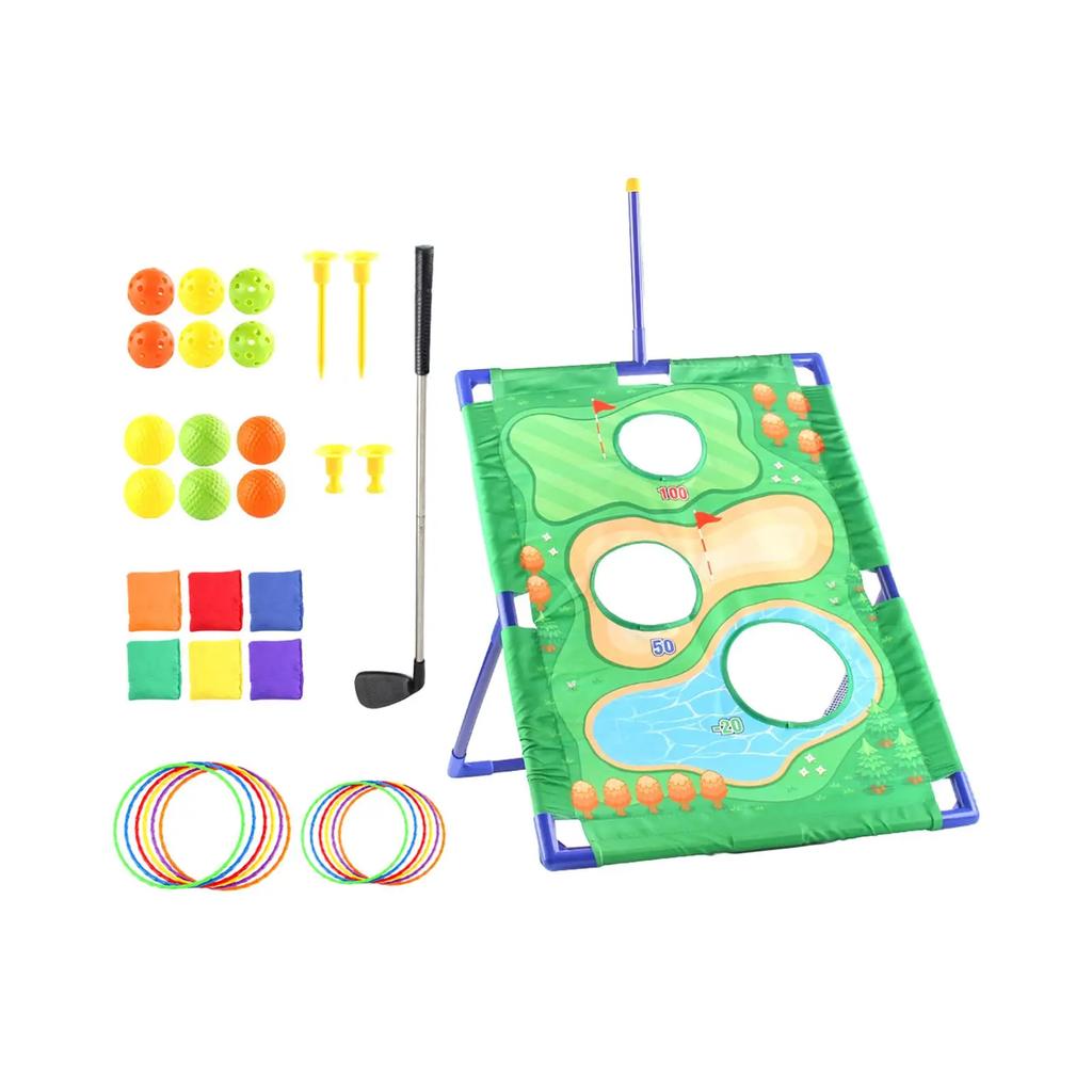 Non-Toxic 3 In 1 Loop Sandbag Golf Bean Bag Toss Game For Kids Outdoor Sport Toys Golf Chipping Game Golf Training Mat Children Toy Gifts