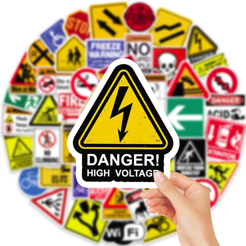 10/30/50/100pcs Cartoon Danger Banning Signs Warning Stickers Funny Graffiti Sticker Skateboard Phone Guitar Cool Decals Packing