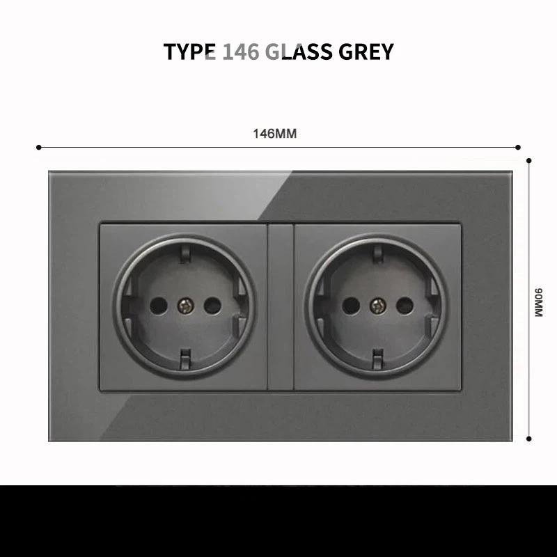 Type 86 European Standard Wall Power Socket Panel European Style, EU Standard, German Style 16A German Standard Round Hole Panel Socket