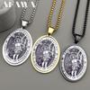 SAINT SÉBASTIEN SAINT PATRON DES ATHLÈTES Pendentif Médaille en Verre Collier pour Femmes Hommes Acier Inoxydable Couleur Dorée Bijoux Sportifs