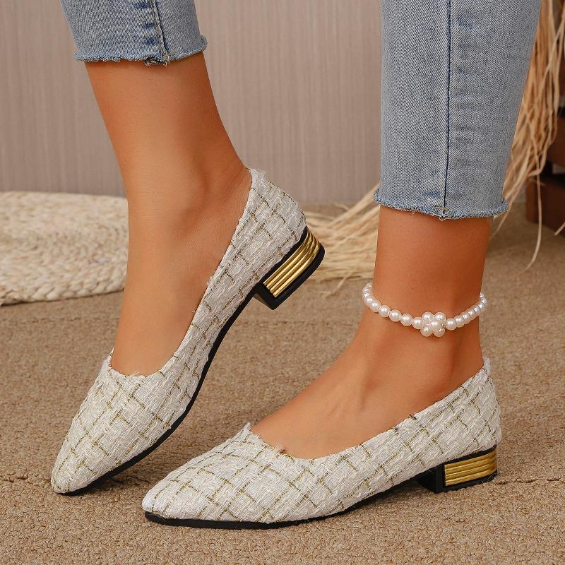 Fashion Shoes Female 2025 Basic Slip On Women's High Heels Pointed Toe Low Heel Shallow Pumps for Fashion Plus Size Office & Career