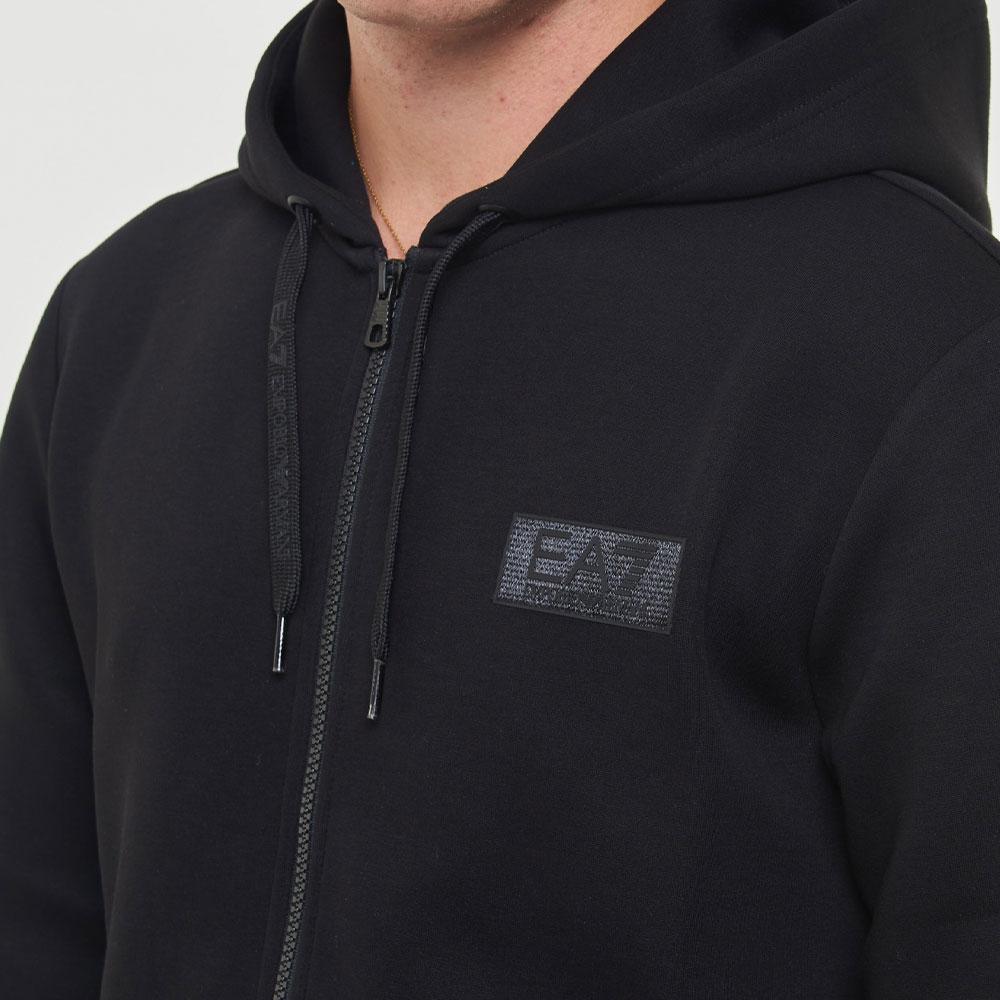 Emporio Armani EA7 Logo Hooded Zip Long Sleeve Sweatshirt Men sweatshirt Black 6DPM26-PJODZ-1200