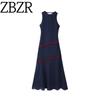 Za Autumn New Women Clothes 2025 Western Style Fashion Sexy Patchwork Contrast Color Tassel Decoration Backless Dress