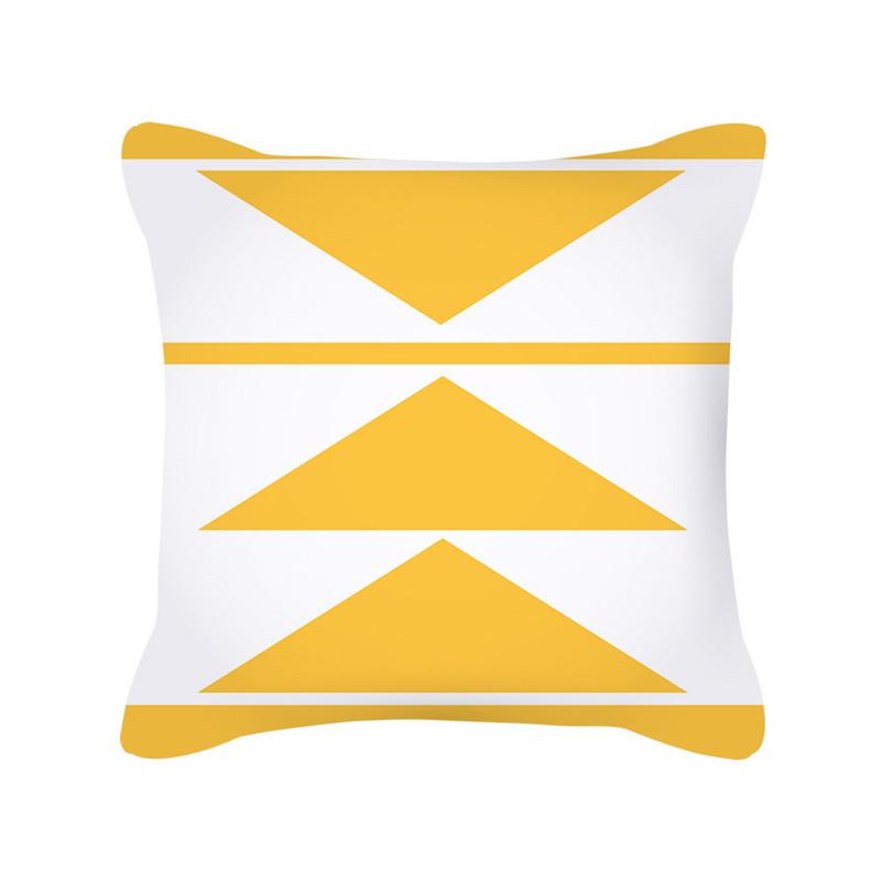Yellow Geometric Stripe Sofa Cushion Cover Flower Pattern Decorative Throw Pillow  Nordic Style Home