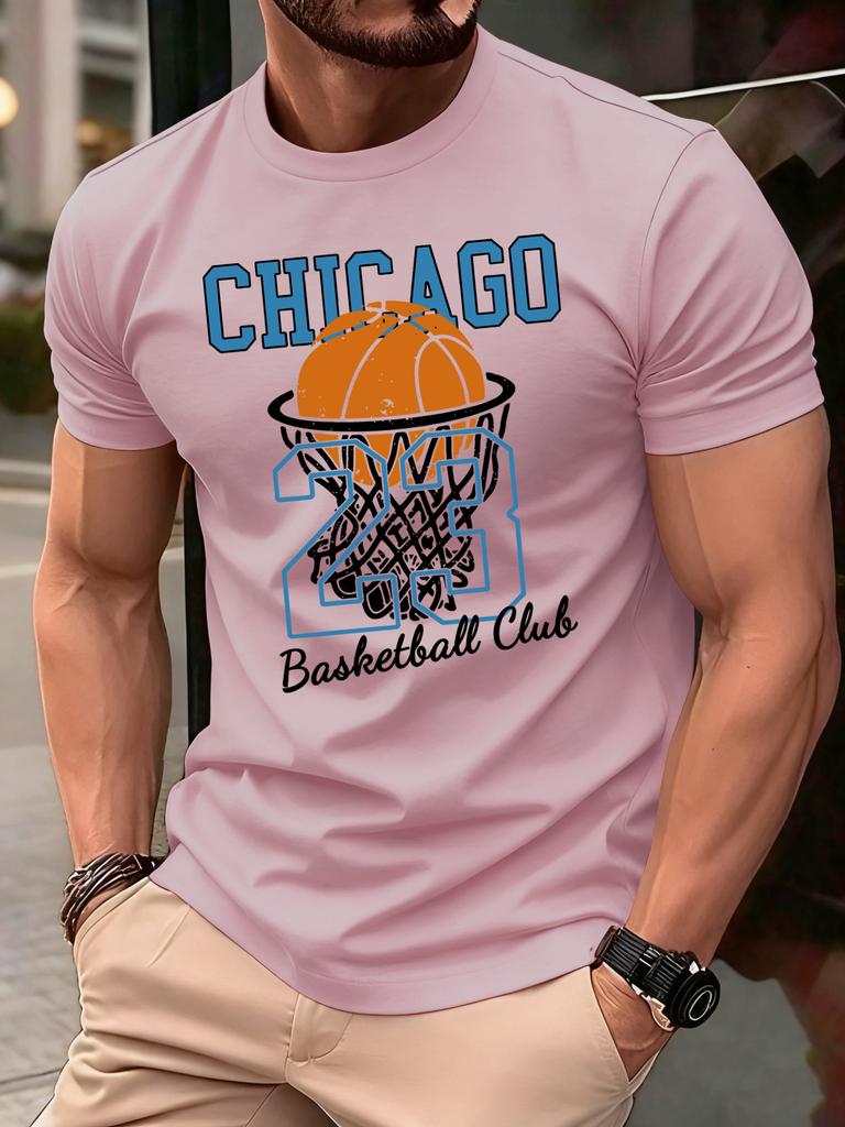 Chicago No23 Basketball Club Print T Shirts Men Summer Cotton TShirt Hip Hop Loose Streetwear AllMatch Casual Clothing