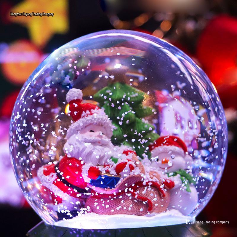 Children's Christmas Decorations: Crystal Ball Music Box Ornament for Tabletop