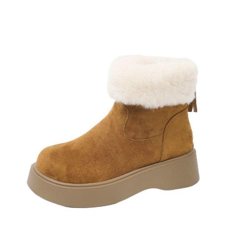 

Thick-soled short snow boots cotton boots piled thickened warm wool cotton shoes Martin boots 40