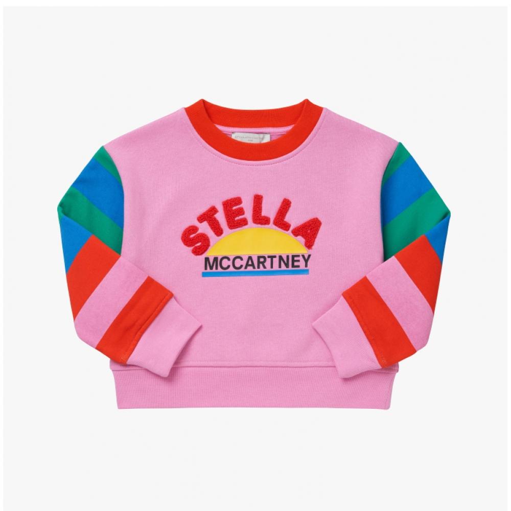 Stella Mccartney Tt4a20 Z0409 546 Round Logo Color Stripe Kids Sweatshirt