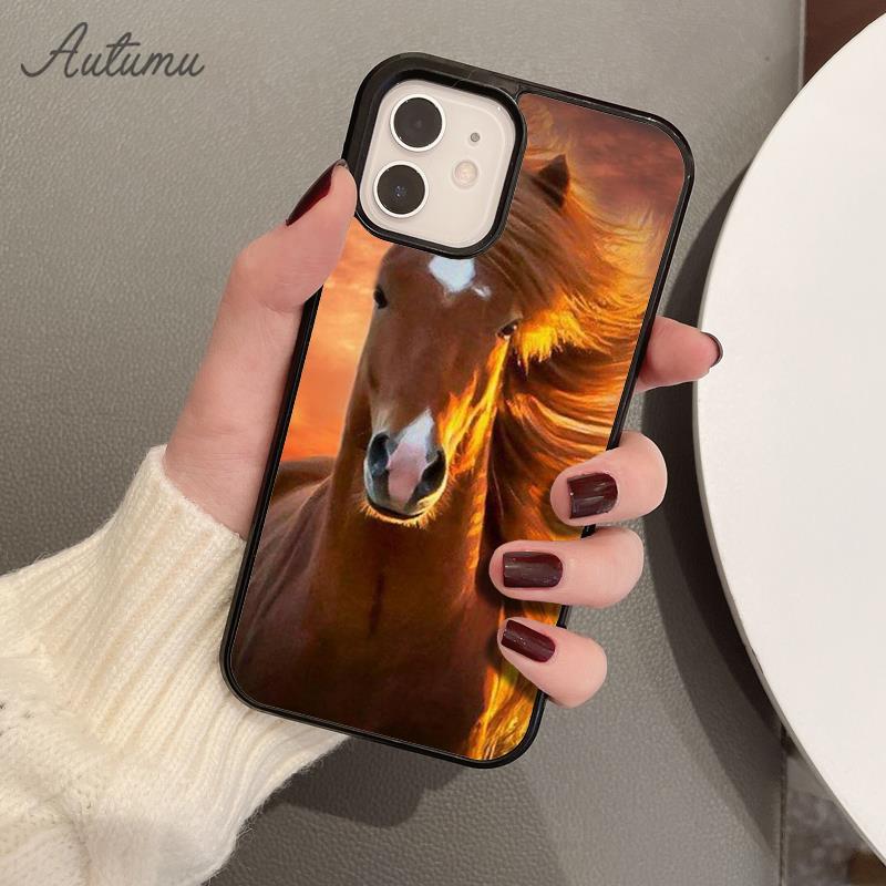 Beautiful Horses Sunset Phone Case for iPhone 11 12 13 14 Pro Max Mini XR XS SE 2020 7 8 Plus Samsung Galaxy S21 S22 Shell