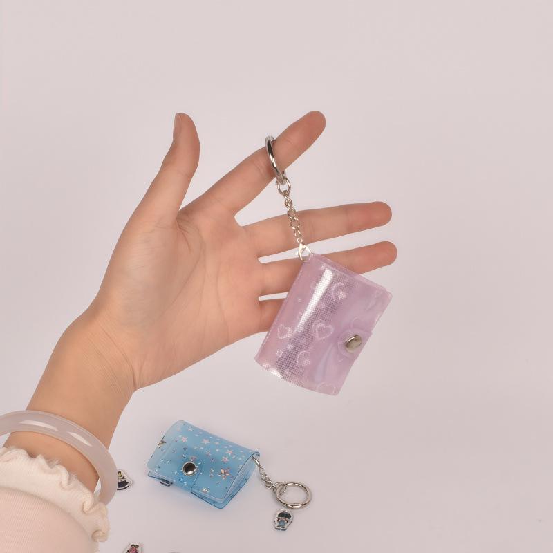 Korean Style Iridescent Laser Mini Card Holder & 1-2 Inch Keychain Photo Album