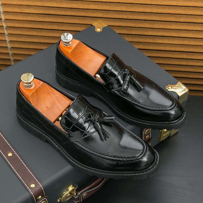 Men's Shoes Large Size New Leather Shoes Fashion Men's Feet Fringed Leather Shoes Loafers Hairstylist Leather Shoes