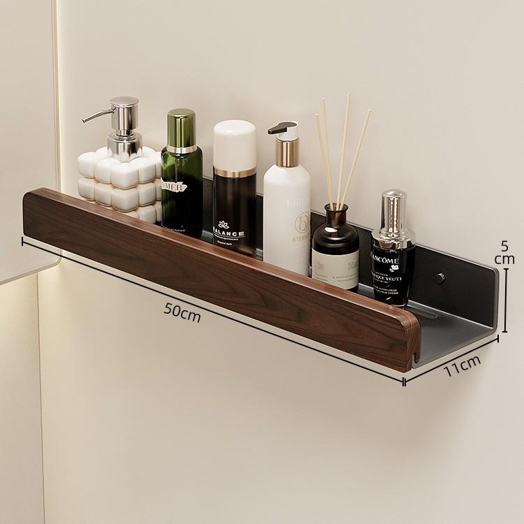 Vintage Walnut Bathroom Wall Shelf & Cosmetic Rack